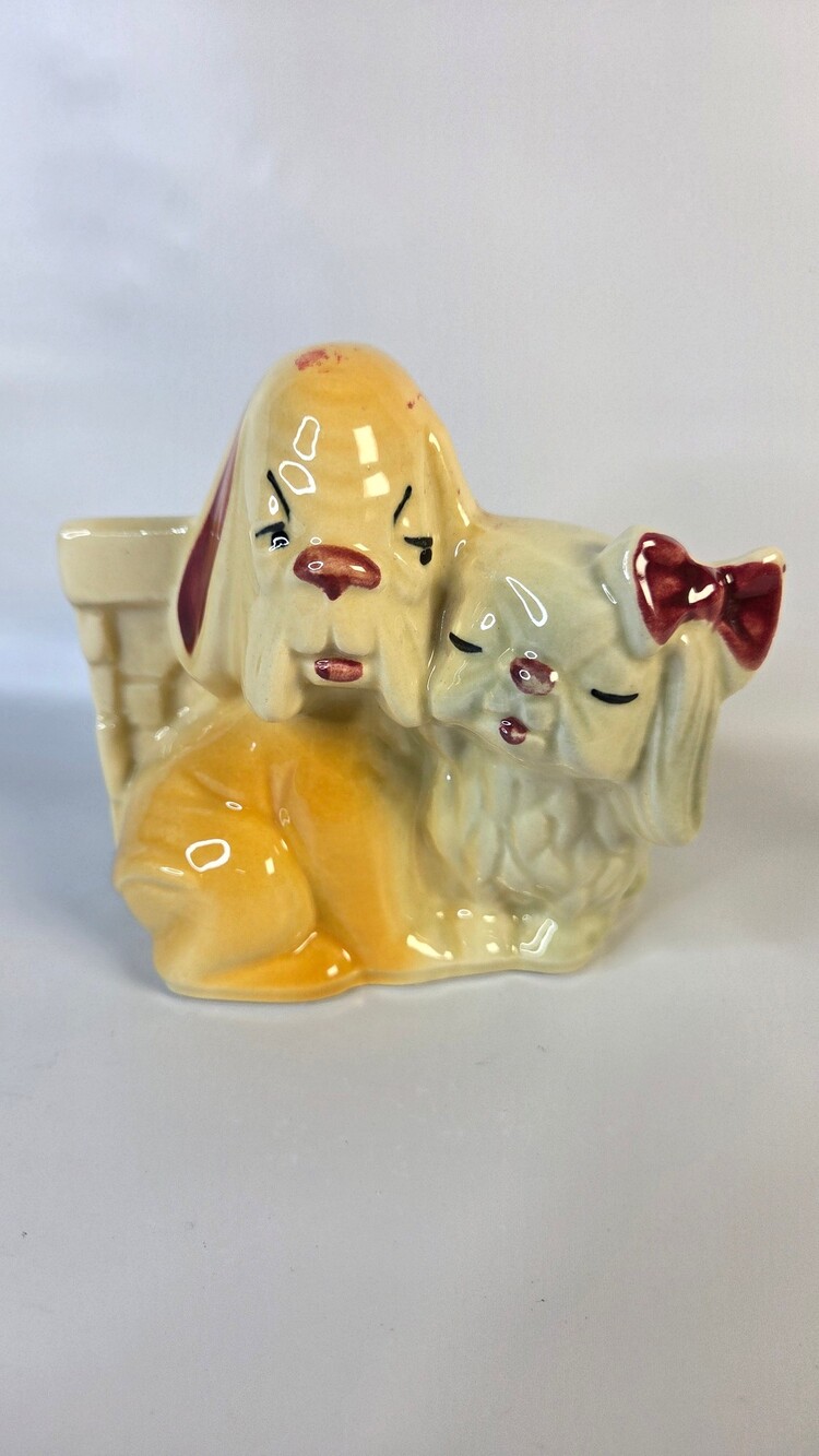 Vintage Mid-Century Shawnee Pottery 611 Ceramic Animal Planter Featuring a Sad-E